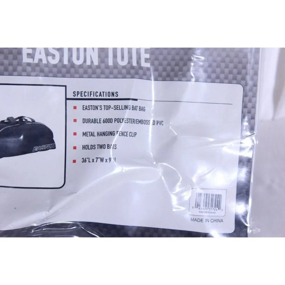 EASTON Navy Bat Bag Tote Metal Fence Clip Holds 2 Bats 36 X 7 X 9